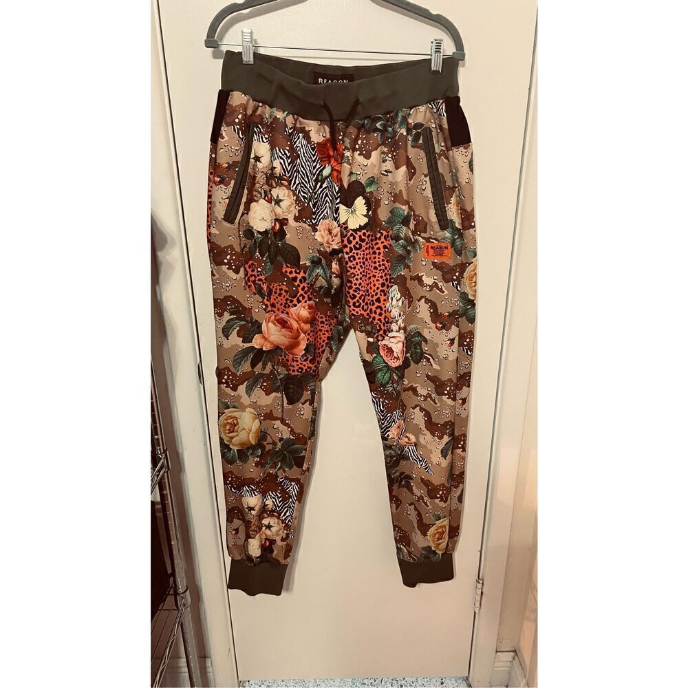 Reason Brand Sweatpants Joggers Floral ANimal Print Unisex SZ L